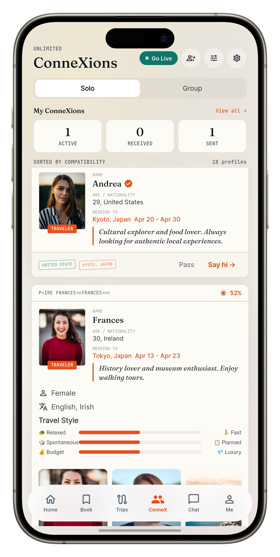 ConneXions in the Sorom mobile app