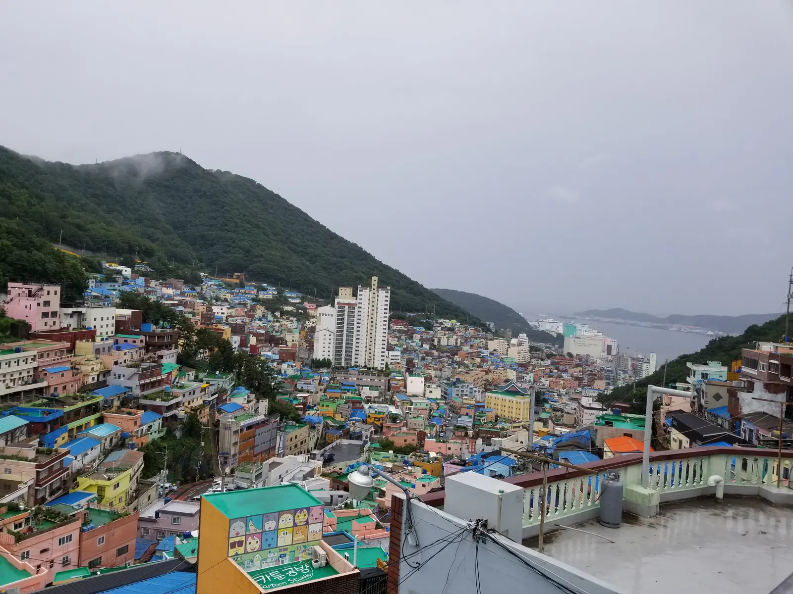 Colorful hillside houses of Gamcheon Culture Village in Busan, stacked above the sea